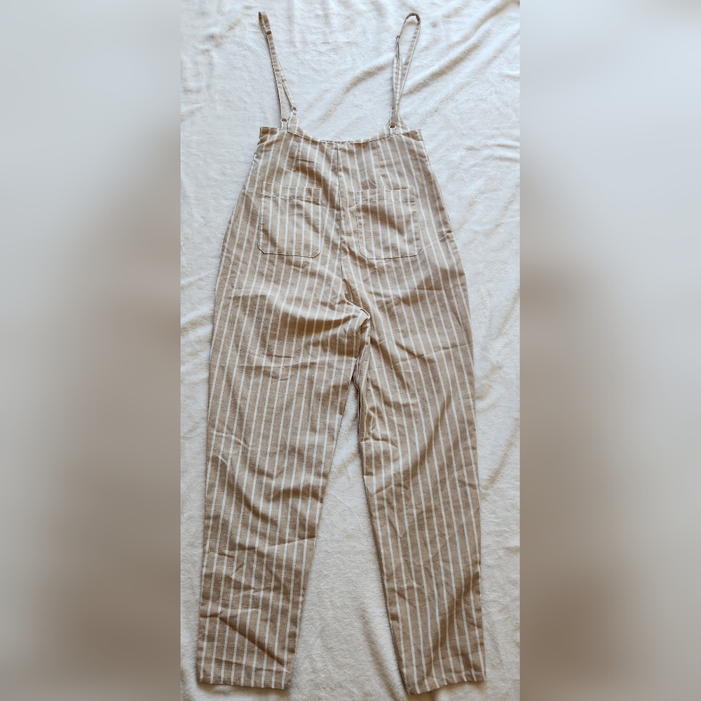 LIKE NEW Love Tree Tan and White Jumpsuit with Pinstripe Design - Picture 7 of 7